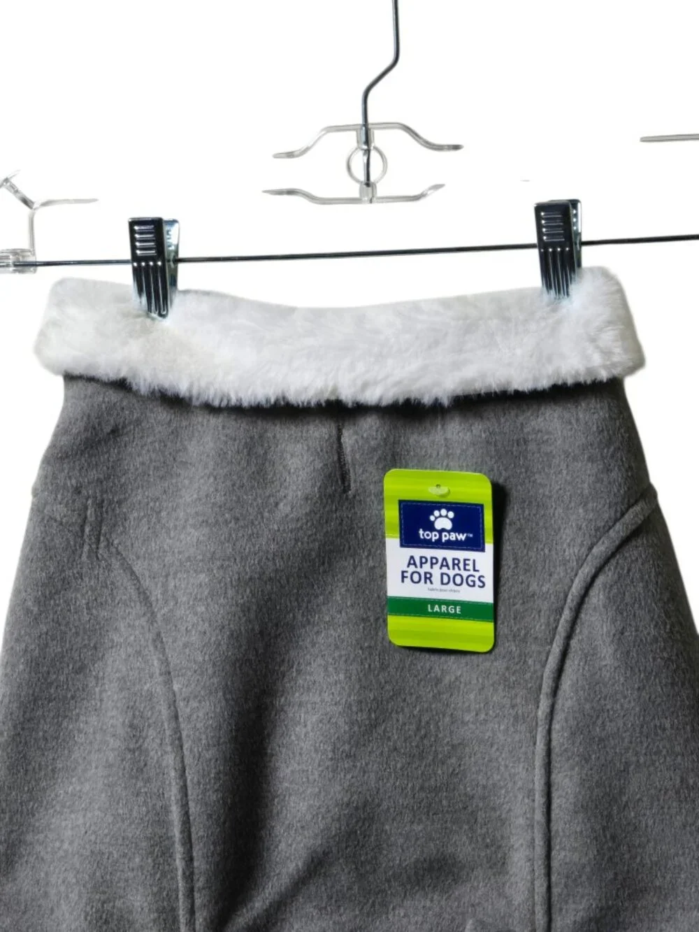 Top Paw Large Dog Dress Gray Fleece Faux Fur Winter Holiday Outfit NWT